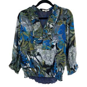 Vibrant Blue & Green Long Sleeve Blouse | Perfect for Any Occasion